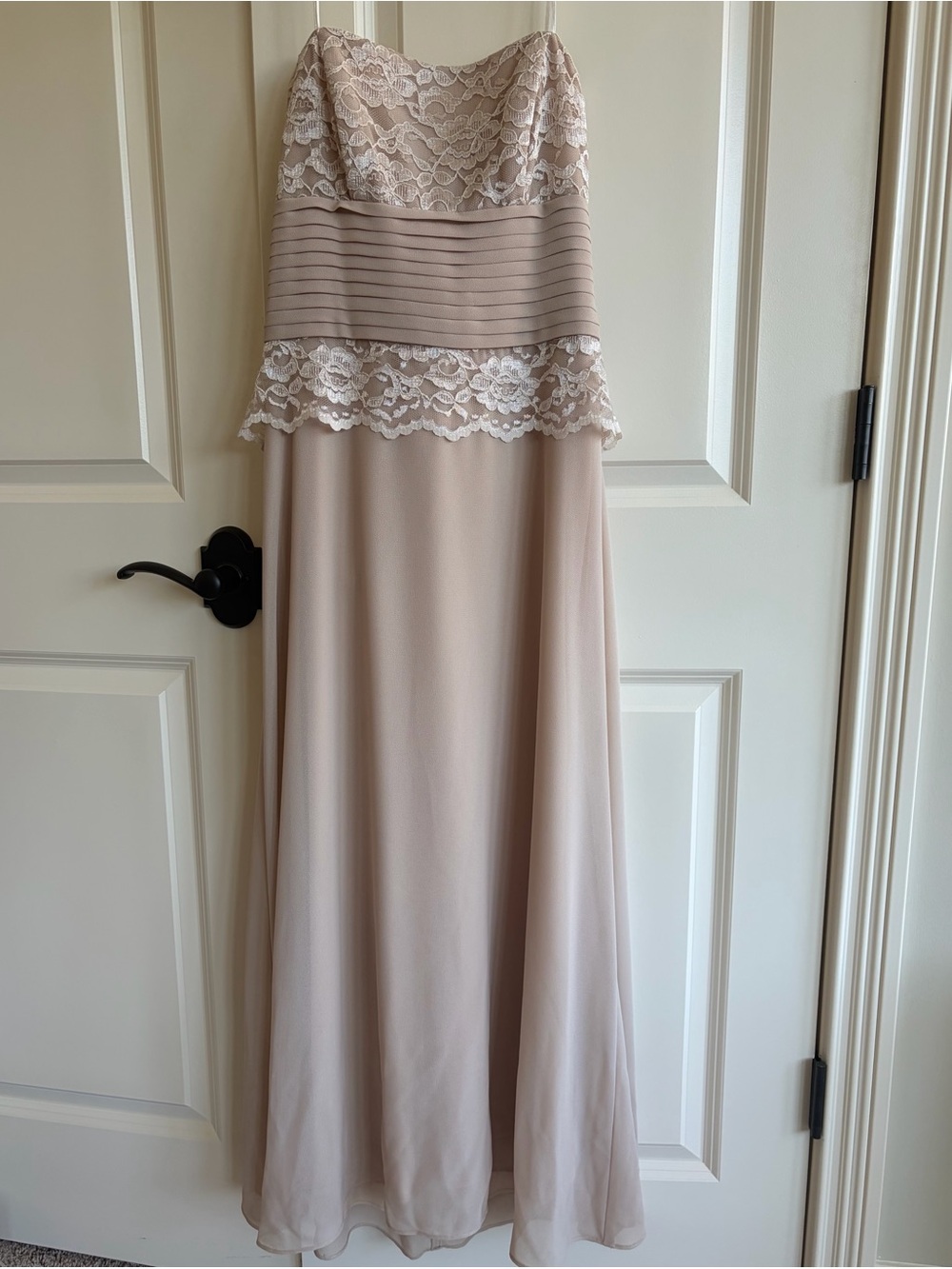 J. Rose Strapless Lace Bodice Gown in Light Tan Size 6